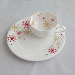 雪の結晶ティーカップ&プレート(赤)