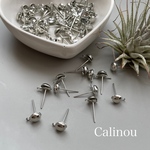 【10pcs 5pair】カン付き　ハーフボール　ピアスポスト（シルバー）