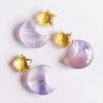 【SELECT・パープル】夜明けの三日月　フローライト　サージカルステンレスネックレス50cm金属アレルギー対応 