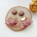 インド刺繍 リボン パープル new*＊ ピアス イヤリング
