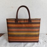 着物リメイク　ハンドバッグ　筑前博多織　茶色   Hand-made Kimono Bag