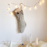 【木製タグつき　クリスマスソックス　Gray】クリスマスアイテム メリークリスマス 撮影小物 クリスマス飾り　クリスマスストッキング　オーナメント　クリスマスツリー　靴下