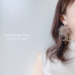 ファー×gold beads  ピアス/イヤリング 