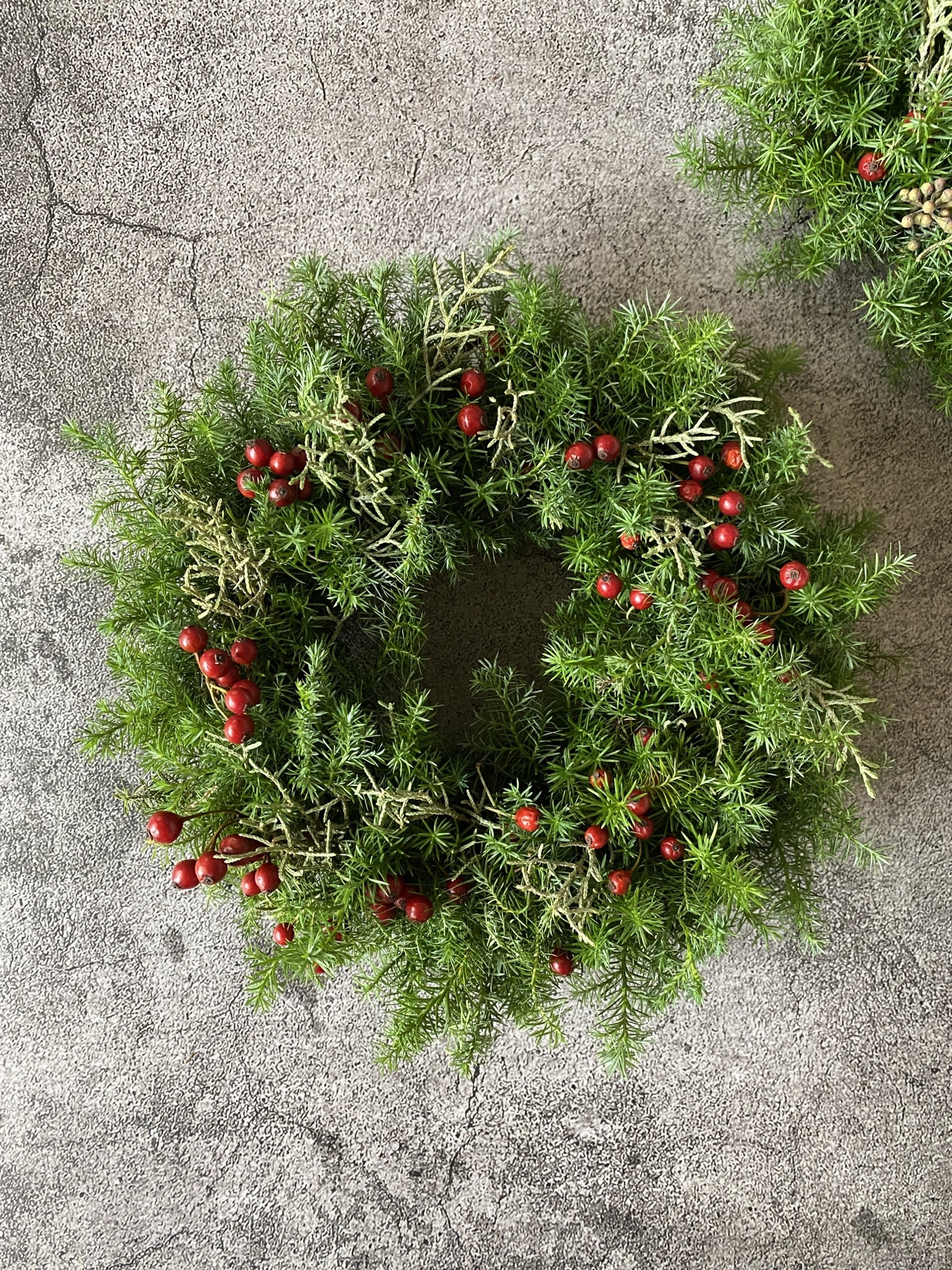 ☆針葉樹と野ばらのリース25cm☆クリスマスリース☆ウィンターリース
