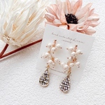 秋冬 ツィード×cotton pearl  ピアス/イヤリング 