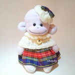 透かし編みケープとサテンスカート🎀のミニソックモンキー (パープル)