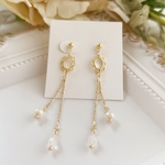 rainbow moonstone & pearlピアス♡