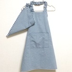 ☆１セット限定20％OFF☆ 130cm 綿ポリダンガリー チェック（ネイビー）ゴム紐 子供用エプロン・三角巾セット