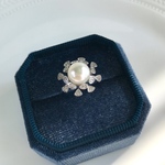 国産アコヤ真珠　ちょっと豪華なパールのお花のsilver925リング