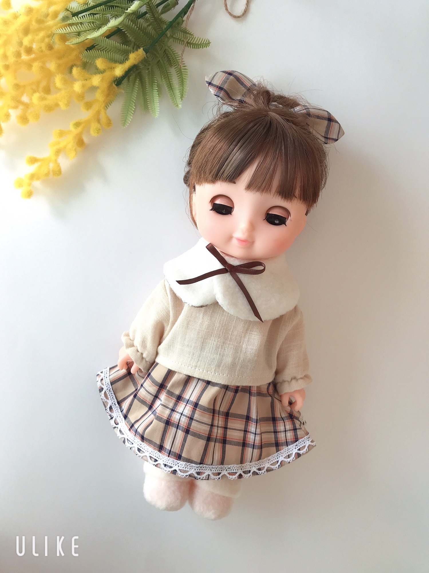 ❤タータンチェックセットアップ＆ベレー帽❤メルちゃん♡ソランちゃん服ハンドメイド ❤タータンチェックセットアップ＆ベレー帽❤メルちゃん♡ソラン