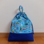 体操服入れ・お着替え袋＊のりもの＊水色