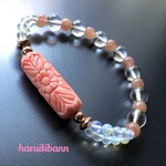 ピンクコーラル天珠型 デザインブレスレット