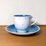 スージークーパー レイズドスポット カップ&ソーサー(青) A イギリス製 ヴィンテージ食器 susie cooper raised spot