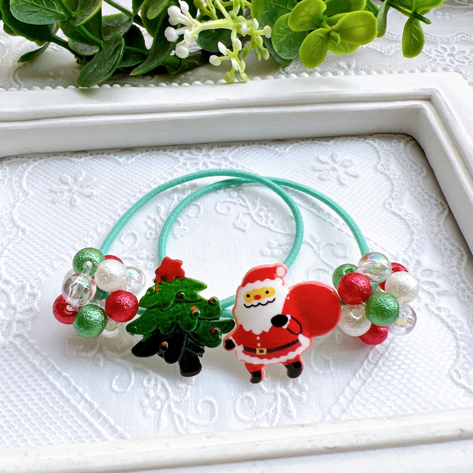 クリスマスヘアゴムパッチンピンセット① クリスマス☆ヘアゴム&パッチンピンセット