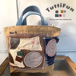 tuttifun＊茶系とデニムと革の帆布バック
