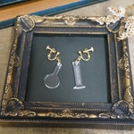 メスシリンダー＆丸底フラスコピアス/イヤリング/ノンホールピアス（gold）