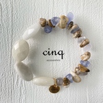 ◆ double face bracelet ◆ブルーカルセドニー（母岩付）とホワイトジェイドの天然石ブレスレット