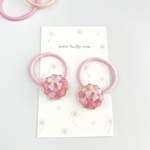 【87】花びらのリースヘアゴム　ピンク　オレンジ　キッズ　ベビー　花　レジン　子供　フラワー　リボン　ベージュ