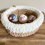 受注生産🎁鳥ちゃんの為の長皿巣【茶×白】