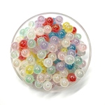  【約10mm  60個】シャボン玉のようなアクリルビーズ　ミルキーカラーオーロラ　アソート  半透明 貫通 ※入荷毎に色が大幅に変更する可能性あり