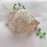 🍀🌸ツイード刺繍生地マスク　🌸冬に安心　抗菌マスク　　🌸裏地　ミューファンサラシ 冬でもすぐ乾く 蒸れない肌に優し銀イオン効果◎🍀