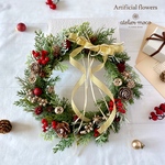 毎年飾れるトラディショナル＊クリスマスリース　　　　　＊　クリスマス　リース　クリスマスリース　アーティフィシャルフラワー　＊　冬　クリスマス　プレゼント　引越し祝い　ギフト　玄関　オーナメント