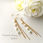 【grace】3way☆アマゾナイトとマザーオブパールのキドニーフックピアス