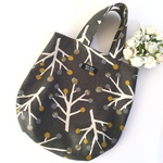 ★sale★♡北欧の森 小枝柄★ドロップ型トートバッグ♡ ～ダークグレー〜