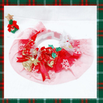 【🎄 ✦𝕄𝕖𝕣𝕣𝕪 ℂ𝕙𝕣𝕚𝕤𝕥𝕞𝕒𝕤✦🎄】スノーフレークレッド❄️プレゼントBOXリボン《チュールケープ首輪》感謝価格