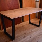 ☆ponzu005様専用ページ☆※受注製作※クリ材アンティーク仕上げのインダストリアル・アイアン脚ダイニングテーブル