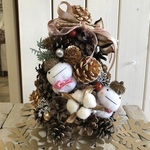 来年の干支プレゼント付き☆雪だるまのパインコーンクリスマスツリー