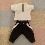 mayconan様専用　サスペンダー風サルエルパンツ　ブラック×シルバー金具　/ オリジナル白T