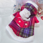 レッドカラータータンチェック☆フリースコート❣️軽いコート　犬服クリスマス　犬クリスマス　犬服ハンドメイド