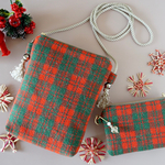  ♡minne限定ギフトセット♡★スマホショルダー&ミニポーチセット★タータンチェック赤×緑クリスマスカラー★クリスマスラッピング無料★《受注制作》