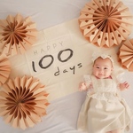 ペーパーファン（brown）✽ 百日祝 ✽お食い初め✽ニューボーンフォト✽ハーフバースデー✽誕生日✽飾り✽ガーランド✽100日祝✽クリスマス✽お正月✽初節句