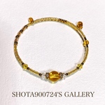 💛［再販9］もみじ回廊からの贈り物🎁　5A  シトリン　シングルワイヤー　ブレスレッド　天然石　#minne_new  Swarovski  #シトリン