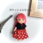 赤ハート♡ワンピース&ヘアバンドセット＊ポケットメルちゃんの服・ポケメル＊