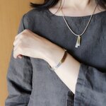 バーネックレス✨単品✨ゴールドバイカラー刻印（６ｍｍ幅）