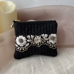 刺繍リボン　ヌビ　ミニポーチ　ブラック