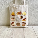 Cafe-sweets☆羊毛刺繍 キャンバストート〜秋色スイーツ🌰🧁🎃
