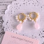 再販◇モルガナイト＆ベビーパールのふんわり♡淡いピンクイヤリング＊愛情　LOVE　恋愛