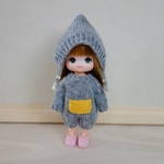 ミキちゃんマキちゃん＊アウトフィット　グレーのロンパースとニット帽のセット