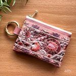 new✨インド刺繍リボンポーチ ピンクミニ♡フェイクレザー　アクセサリーポーチ　小銭入れ　小物入れ