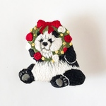 刺繍ブローチ「抜けぬ！（パンダ）」