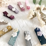 新色追加♡ <2個セット> フリルリボンと小花のヘアクリップ