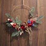 【クリスマス】バラと木の実、シナモンのワイヤーリース