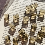 [4ピース]スクエアガラスビーズ・チャコールグレー