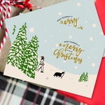 クリスマスカード2枚【クリスマスF】ポストカード　犬　ボーダーコリー