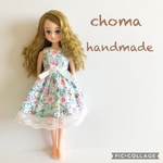 リカちゃん　服　ワンピース　花柄　グリーン