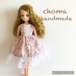 リカちゃん　服　ワンピース　花柄　ピンク